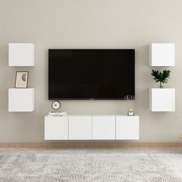 vidaXL 6-teilig TV-Schrank-Set Weiß Holzwerkstoff, 3078660