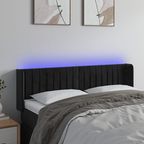 vidaXL LED Kopfteil Schwarz 147x16x78/88 cm Samt, 3123524
