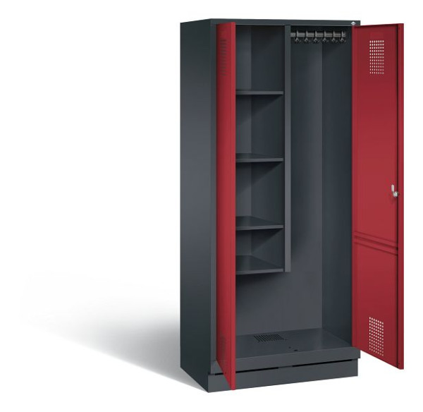 C+P Putzmittel-Spind Evolo, H1800xB810xT500mm, Farbe: Schwarzgrau / Rubinrot, 48120-02 S10129