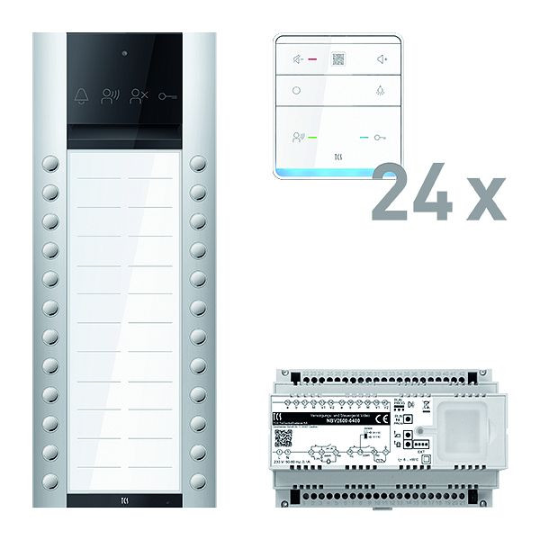 TCS Türkontrollsystem audio: pack PRO 24WE Außenstation ASA 24T AP 24x Freisprecher ISW6010 Steuergerät, PAAF242/007