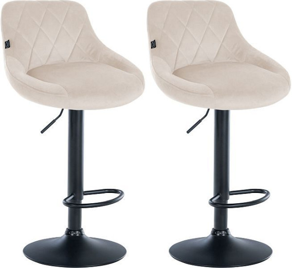 CLP Barhocker Lazio Samt schwarz, creme, VE: 2 Stück, 323252