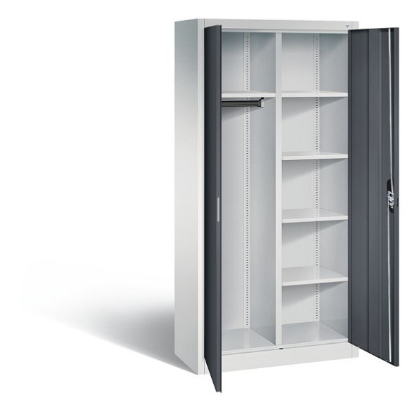C+P Akten-/Garderobenschrank Acurado, H1950xB930xT400mm, Farbe: Lichtgrau / Schwarzgrau, Muldengriff, 5 OH, 9260-30 S10351