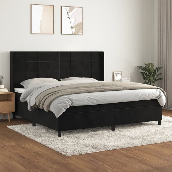 vidaXL Boxspringbett mit Matratze Schwarz 200x200 cm Samt, 3132701