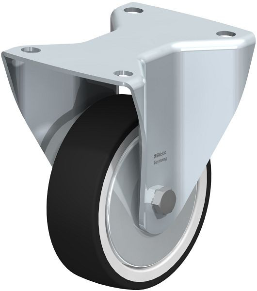 Blickle BH-POTH 125K-3-FA Stahlblech-Bockrolle, Schwerlast-Ausführung, mit Anschraubplatte, Thermoplastisches Polyurethan, Grau, 461285