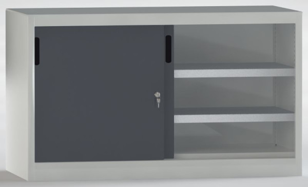 KLW Schiebetürenschrank, 700x1200x525mm, abschließbar, 2 verzinkte, höhenverstellbare Fachböden je 80 kg Tragkraft, 7SN-QL0700TB-0001XRB