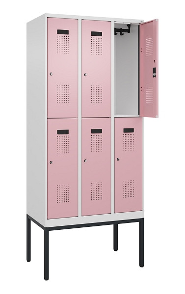 C+P Doppelstock-Spind Evolo PLUS, Gestell, 6 Fächer, 2120x900x500mm, 9016/3015, Zylinderschloss, 0493307-30 S10045