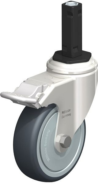 Blickle LKRXA-TPA 101KD-11-FI-FK-EXV12 Edelstahl-Apparate-Lenkrolle mit Expander & Feststeller, Thermoplastisches Gummi-Elastomer, Grau, 853170