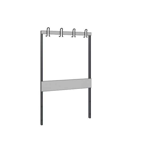 C+P Garderobenteil 1-seitig, Feuchtraum, H1650xB1000 mm, Schwarzgrau/HPL Grau, 8060-711 S10003