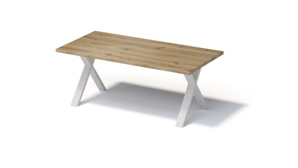 Bisley Fortis Table Regular, 2000 x 1000 mm, gerade Kante, geölte Oberfläche, X-Gestell, Oberfläche: natürlich / Gestellfarbe: verkehrsweiß, F2010XP396