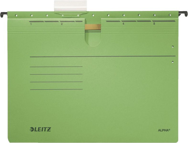 LEITZ 1984 Hängehefter ALPHA®, kfm. Heftung, Pendarec-Karton, 5 Stück, grün, 1984-30-55