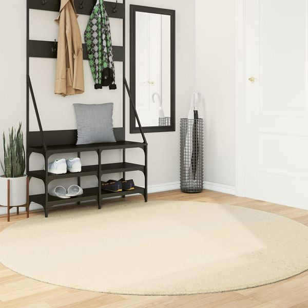 vidaXL Teppich HUARTE Kurzflor Weich und Waschbar Creme Ø 200 cm, 375050