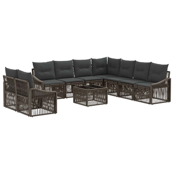 vidaXL Gartensofa-set 10-teilig Grau Poly-Rattan, 3436049