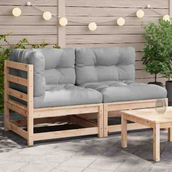 vidaXL Gartensofa mit Kissen 2-Sitzer Massivholz Kiefer, 838118