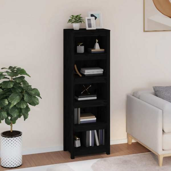 vidaXL Bücherregal Schwarz 50x35x154 cm Massivholz Kiefer, 821718