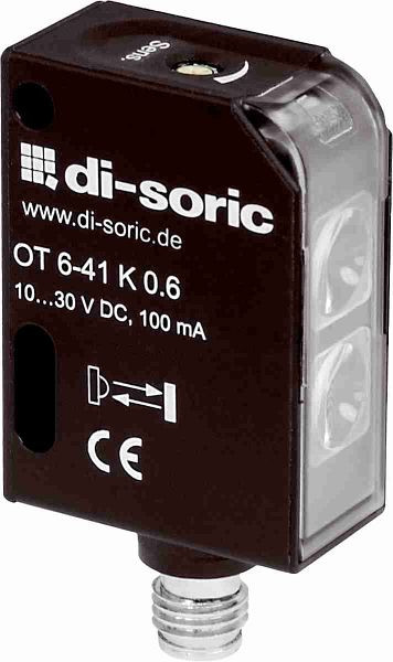 di-soric OT 6-41 K 0.6 P2-T3 Lichttaster, Schaltfrequenz 500 Hz, pnp, 100 mA, NC, Stecker, M8, 3-polig, 206209