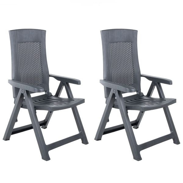vidaXL Verstellbare Gartenstühle 2 Stück Kunststoff Anthrazit, 48761