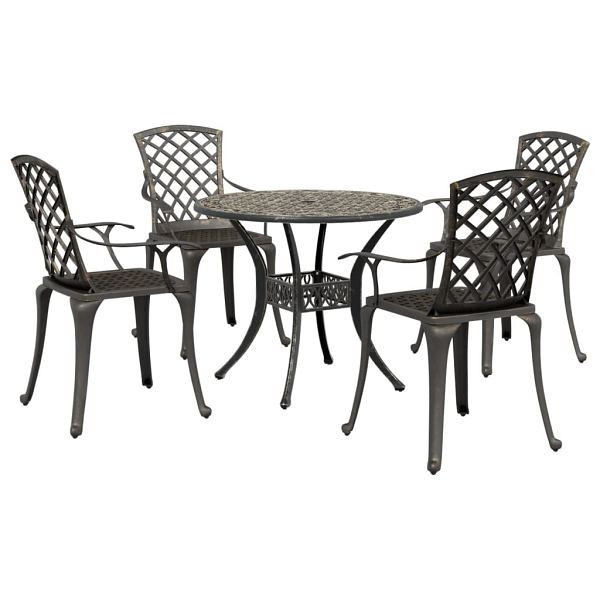 vidaXL 5-tlg. Garten-Essgruppe Bronzen Aluminiumguss, 3216334