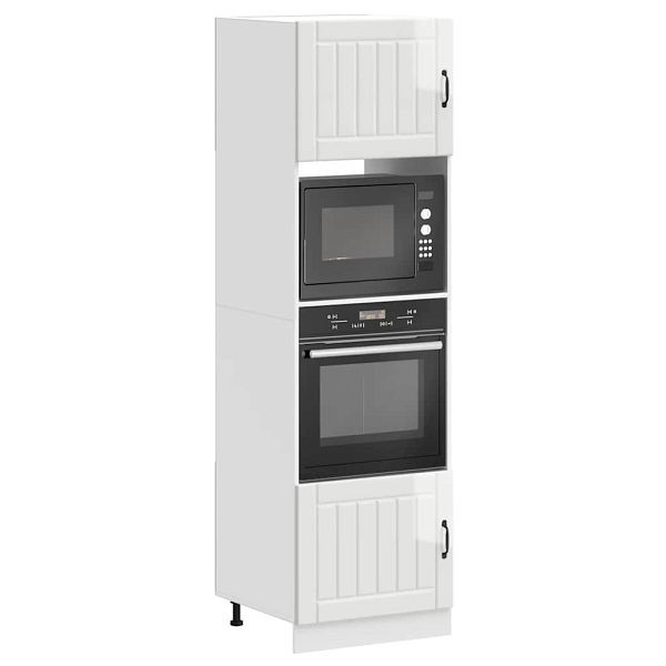 vidaXL Herdumbauschränke 2 Stk. Kalmar Hochglanz-Weiß Holzwerkstoff, 3315043