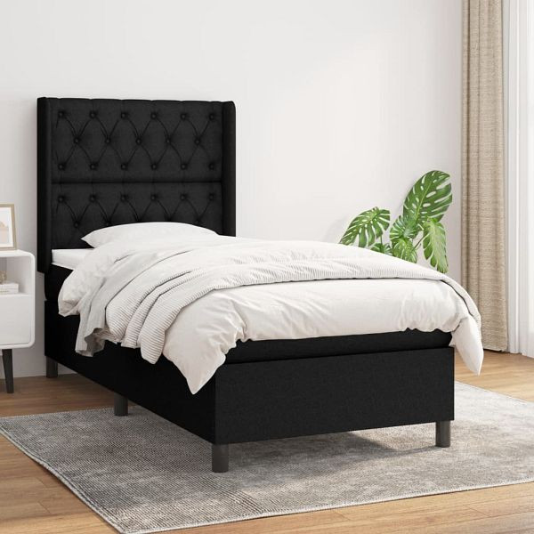 vidaXL Boxspringbett mit Matratze Schwarz 80x200 cm Stoff, 3131627