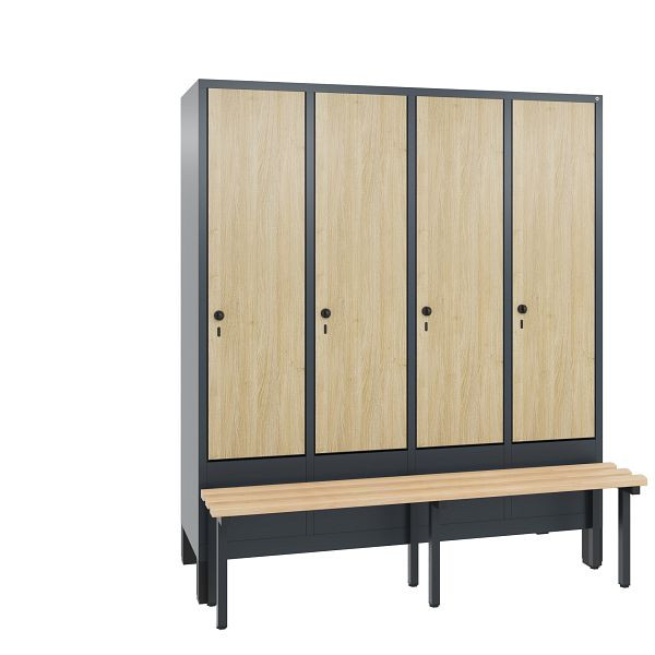 C+P Spind Evolo, 4 Abteile, H1850xB1590xT815 mm, Anthrazit/MDF Eiche, 48030-42 S10333