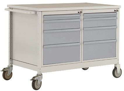 Manuflex ESD-Mobile Werkbank Modell 4 mit Schubfächer, BxTxH 1135 x 590 x 805 mm, Alusilber, LW1004.9006