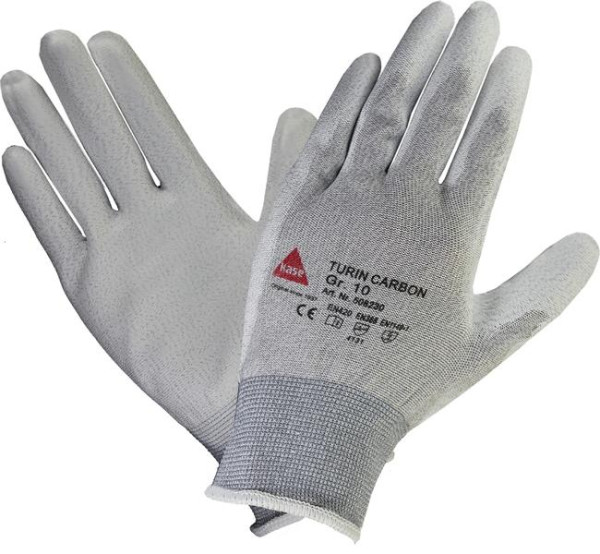 Hase Safety TURIN CARBON Antistatic Nylon/Carbon-Strickhandschuh mit, Größe: 10, VE: 10 Paar, 508230-10