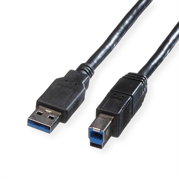 ROLINE USB 3.2 Gen 1 Kabel, Typ A-B, schwarz, 0,8 m, 11.02.8869