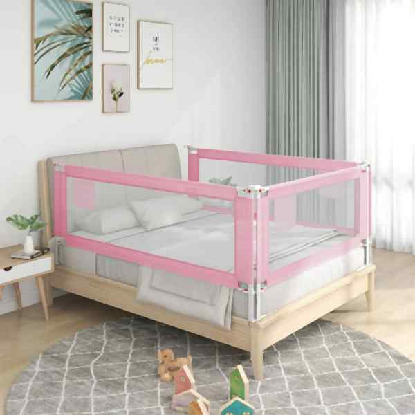 vidaXL Kleinkind-Bettschutzgitter Rosa 190x25 cm Stoff, 10205