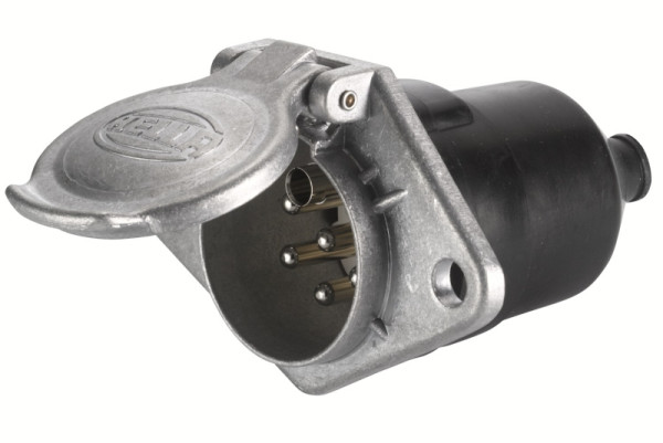 HELLA Steckdose, 24V, 7-polig, Flachsteckanschluss, Stecker: Flachstecker, Länge: 103mm, Aluminium, DIN/ISO: 3731 S-Typ, 8JB 003 834-031