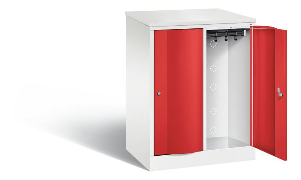 C+P Garderobenschrank Resisto, H1077xB772xT540mm, Farbe: Verkehrsweiß / feuerrot, 8271-272 S10100