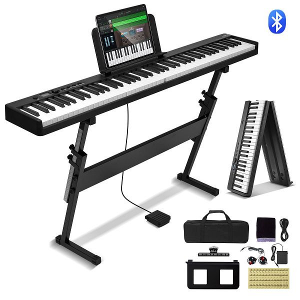 VEVOR 88 Tasten Digitalpiano E-Piano faltbar Keyboard Bluetooth MIDI mit Ständer, ZDSMGQ88JHSY62I1IV9