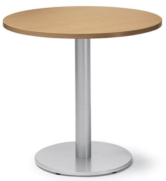 Deskin Besprechungs- und Konferenztisch MODUL, Platte Dekor Nuss, Gestell Alusilber RAL 9006, Durchmesser 800 mm, H 735 mm, 275540