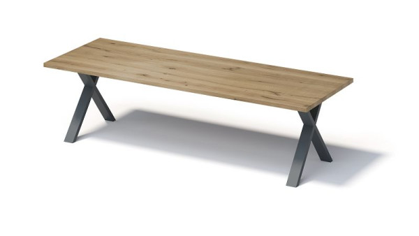 Bisley Fortis Table Regular, 2800 x 1000 mm, gerade Kante, geölte Oberfläche, X-Gestell, Oberfläche: natürlich / Gestellfarbe: anthrazitgrau, F2810XP334