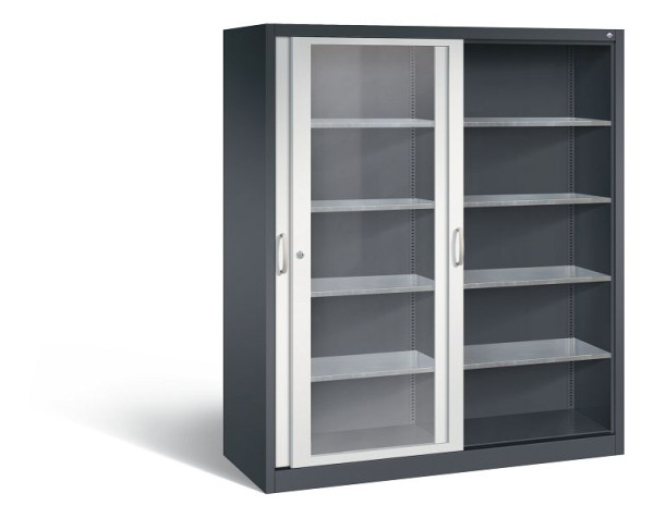 C+P Schiebetürenschrank Acurado, H1950xB1600xT600mm, Farbe: Schwarzgrau / Lichtgrau, Bügelgriff, 2169-055 S10023
