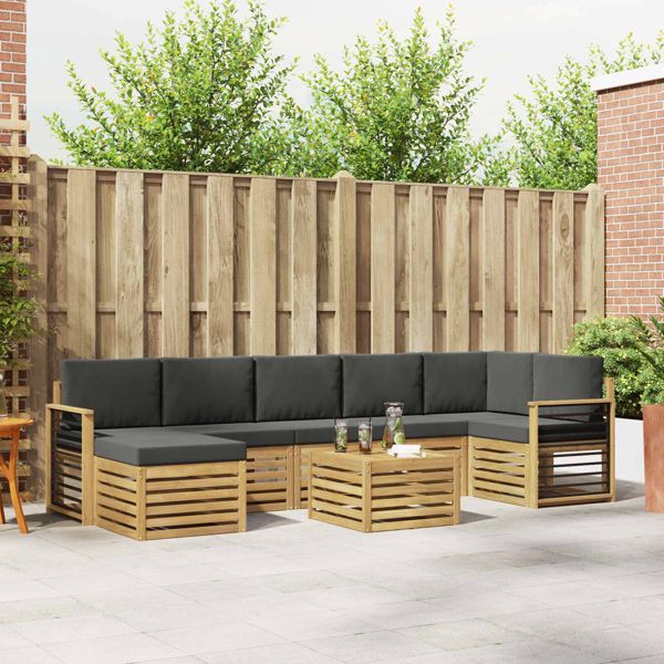 vidaXL Outdoor-Sofagarnitur 8-teilig Weiß und Anthrazit 59 x 59 x 37 cm, 3392247