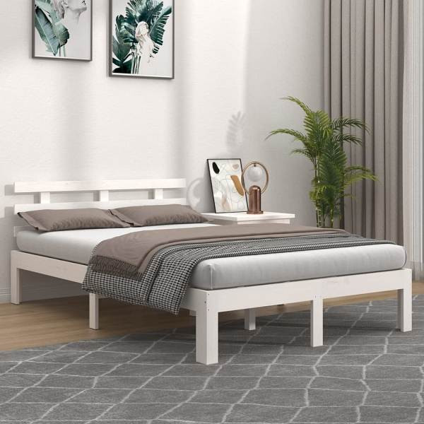 vidaXL Massivholzbett Weiß 160x200 cm, 814765, 8720286997109
