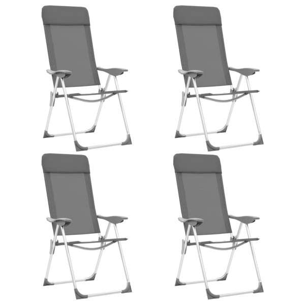 vidaXL Klappbare Campingstühle 4 Stück Grau Aluminium, 44307