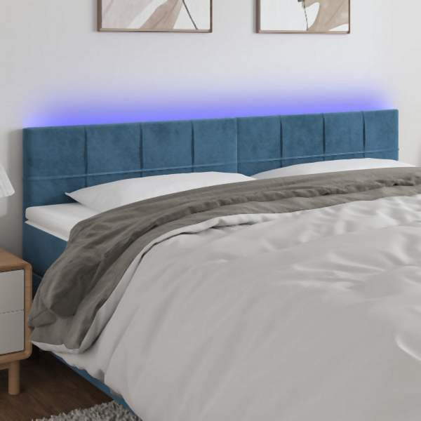 vidaXL LED Kopfteil Dunkelblau 180x5x78/88 cm Samt, 3121676