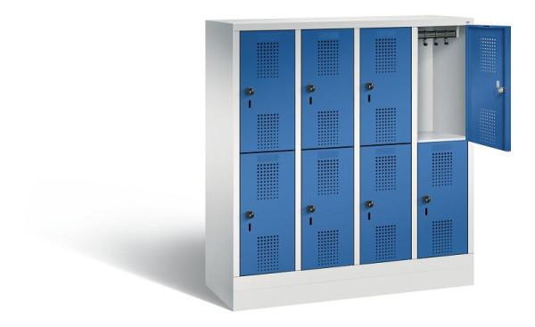 C+P Kindergarten-Spind doppelstöckig Evolo, H1300xB1190xT300mm, Farbe: Lichtgrau / Enzianblau, 483203-40 S10060