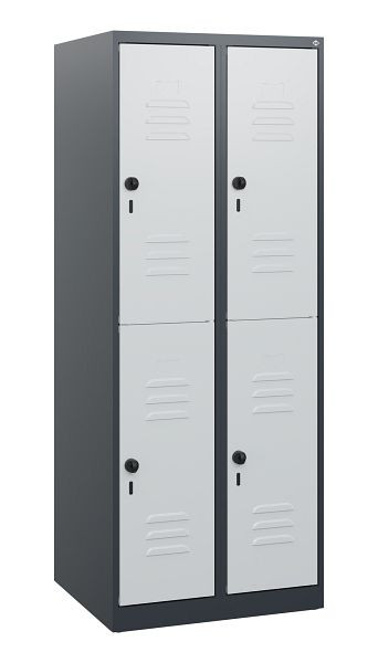 C+P Doppelstöckiger Spind Classic PLUS, 2 Abteile, 1530x600x500mm, 7016/7035, Drehriegel, 0803005-20 S10011