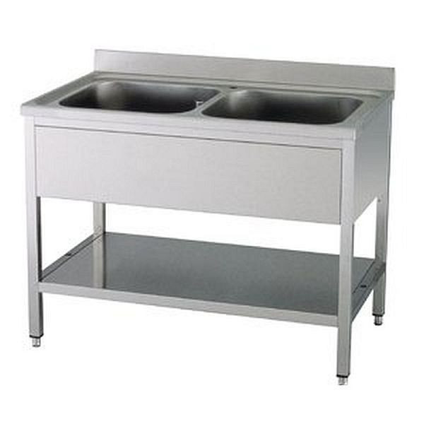 KBS Spültisch mit Aufkantung B 120cm, Außenmaterial: Chromnickelstahl CNS 18/10 AISI 304, 91612101