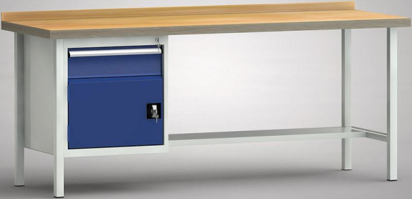 KLW Standard-Werkbank - 2000 x 700 x 845 mm L x T x H, links 150EA/Türe 350 mm, WS118N-2000M40-E1681