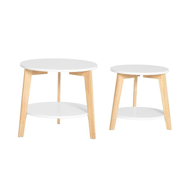 SoBuy 2er-Set Satztische Weiß 51x50x46 cm, Modern, FBT75-W