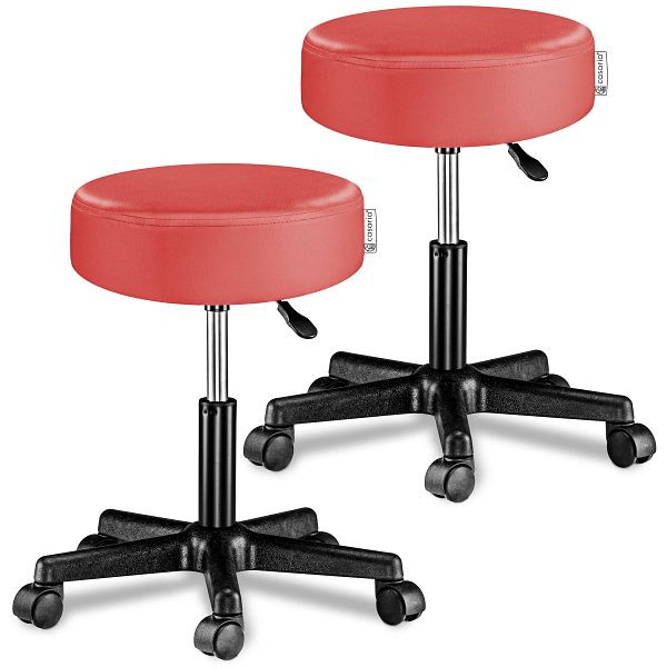 casaria Rollhocker Kunstleder 2er-Set Rot 360° drehbar, 995883
