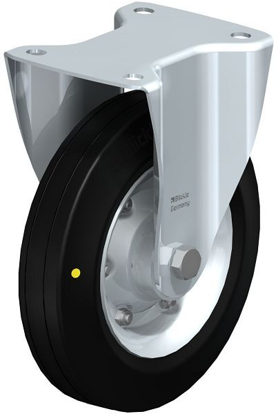 Blickle B-V 200K-EL Stahlblech-Bockrolle, mittelschwere Ausführung, mit Anschraubplatte, Vollgummi, Schwarz, 250589