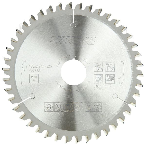 HiKOKI TCT Kreissägeblatt Laminat Aluminium 165x30/20 z42 Trapez- / Flachzahn, 752419