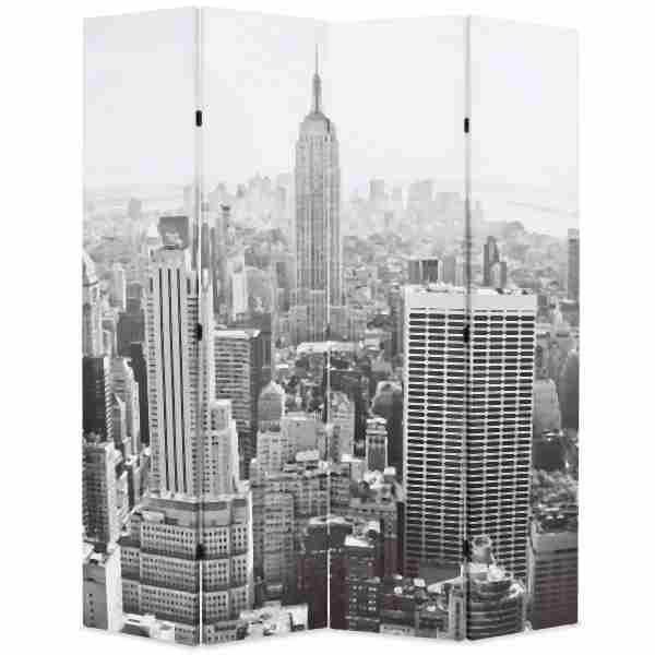 vidaXL Raumteiler klappbar 160 x 170 cm New York bei Tag Schwarz-Weiß, 245858