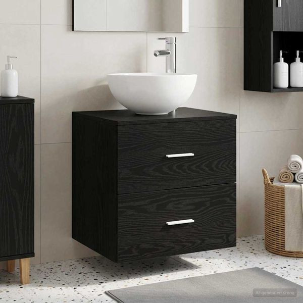 vidaXL Wandmontierte Waschbeckenschränke Schwarze Eiche, 890255