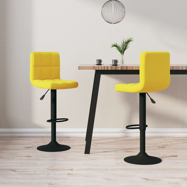 vidaXL Barhocker 2 Stück Senfgelb Samt, Material: Samt (100% Polyester), schwarz-pulverbeschichteter Stahl, 334312