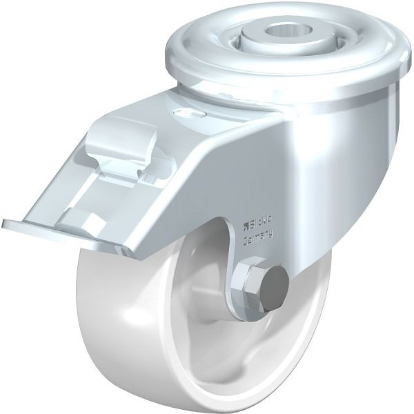 Blickle LER-PPN 80G-FI Stahlblech-Lenkrolle mit Rückenloch & Feststeller, Polypropylen, Weiß, 762921